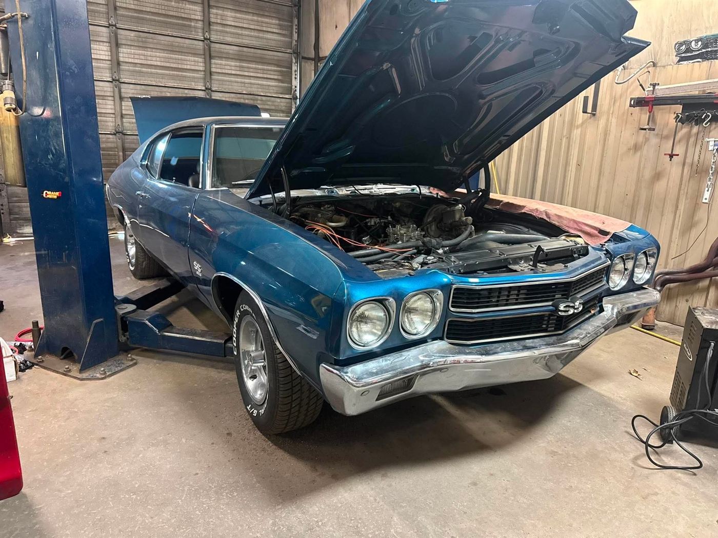 Restored classic in the shop at Country Auto Service in McLoud, OK