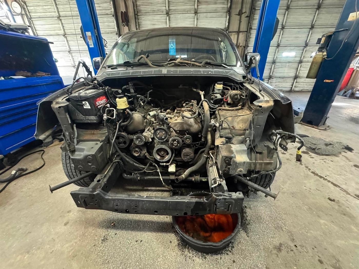 Classic car being worked on at Country Auto Service in McLoud, OK